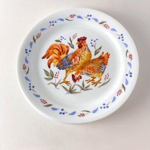 Adorable Corelle Country Morn Dinner Plate set of 6 with Roosters and Chickens